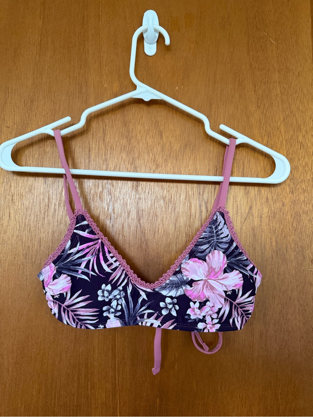 Trillium Pink Floral Triangle Bikini Top